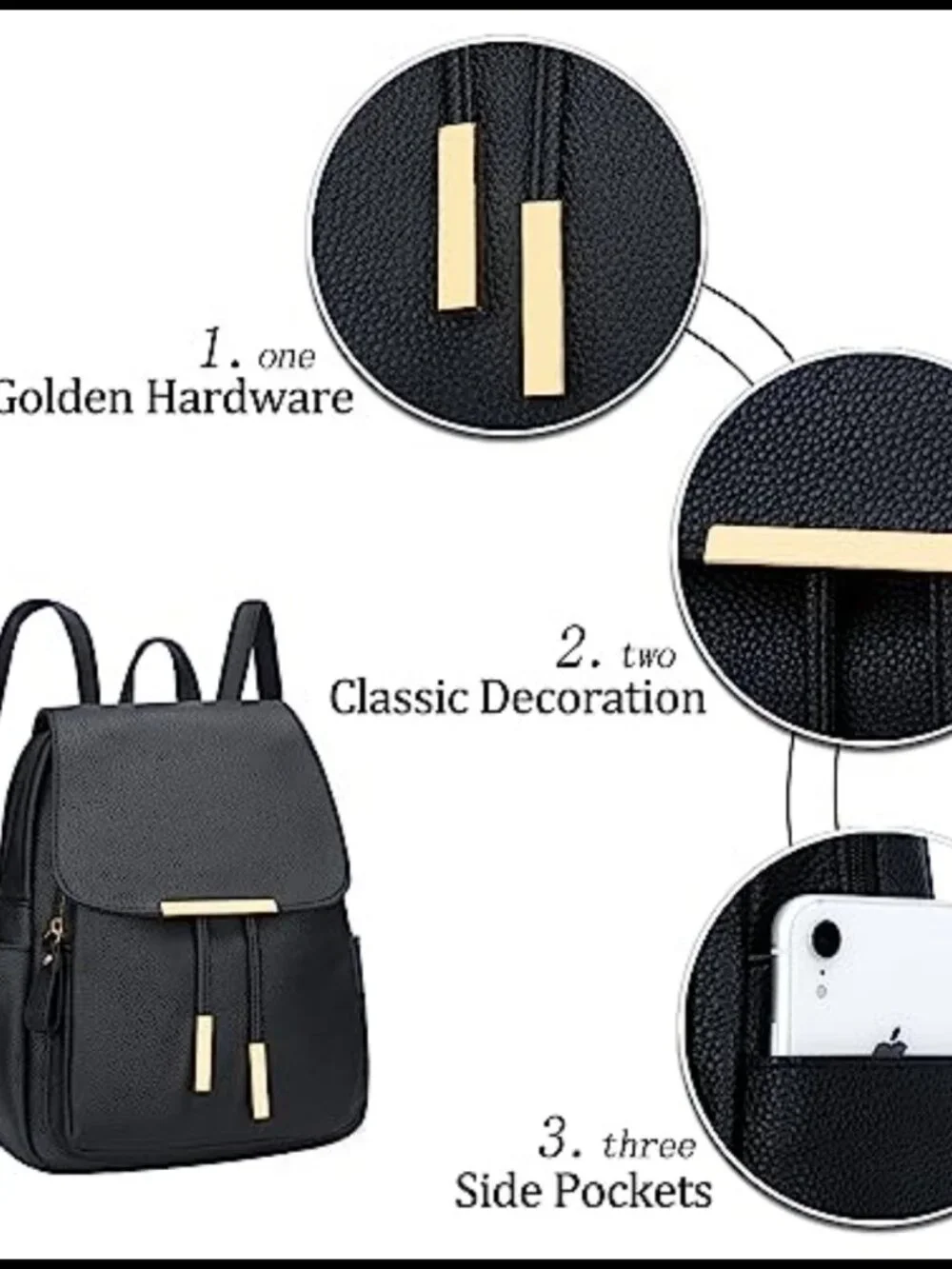 Faux Leather Backpack Purse Travel Daypack Shoulder Bag